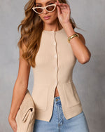 Khaki % Soft Fairway Knit Top-1