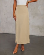 Khaki % Vivianna Midi Skirt-1