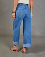 Ladena Rigid High Rise Wide Leg Cuffed Jeans