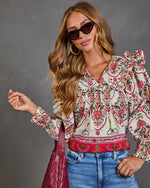 Sunbeam Society Paisley Tassel Tie Blouse