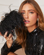 Black % Emily Ostrich Feather Bag-4