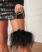 Black % Emily Ostrich Feather Bag-3