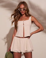 Margret Linen Bubble Mini Skort