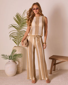 Poolside Daydream Striped Crochet Cover Up Pants