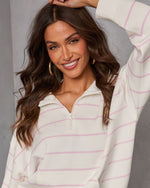 Gentle Ease Striped Half Zip Sweatshirt