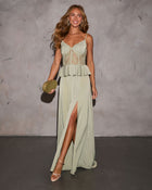 Pistachio % Sanderson Peplum Maxi Dress-1