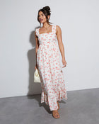 Red/Floral % Cottagecore Floral Maxi Dress-1