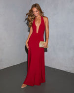 Night Theory Plunging Neckline Maxi Dress