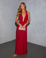 Night Theory Plunging Neckline Maxi Dress