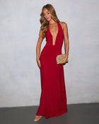 Night Theory Plunging Neckline Maxi Dress