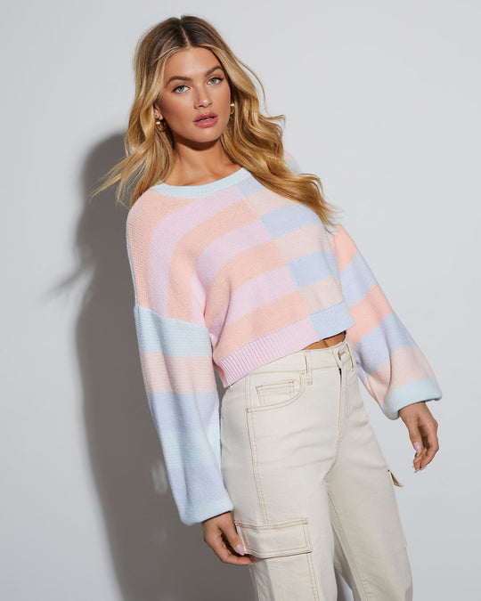 Multi % Mixed Feelings Knit Striped Colorblock Sweater-2