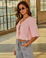 Sunday Love Floral Linen Front Tie Top