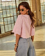 Sunday Love Floral Linen Front Tie Top