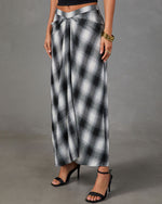Coming Together Draped Plaid Maxi Skirt