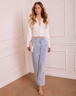 Ambrin Scallop Trim Button Down Top