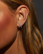 Plus One Pave Criss Cross Studs