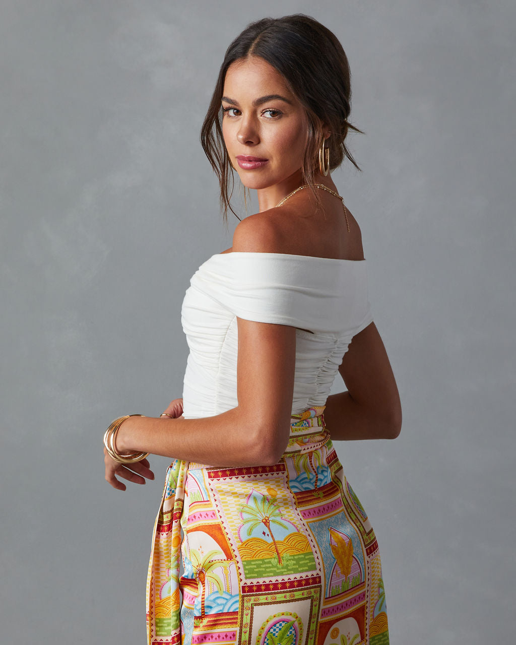 Trisha Off The Shoulder Ruched Bodysuit – VICI