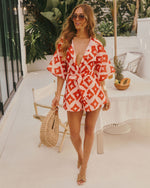 Santa Maria Abstract Waist Tie Romper