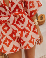 Santa Maria Abstract Waist Tie Romper