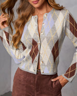 Elenah Argyle Print Cardigan
