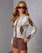 Elenah Argyle Print Cardigan