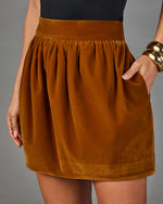 Copper Harvest Faux Suede Mini Skirt