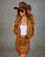 Sunset Saloon Studded Faux Suede Vest Top