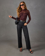Weekend Calling Floral Lace Mock Neck Bodysuit
