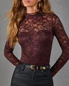 Weekend Calling Floral Lace Mock Neck Bodysuit