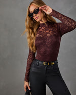 Weekend Calling Floral Lace Mock Neck Bodysuit