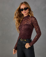 Weekend Calling Floral Lace Mock Neck Bodysuit