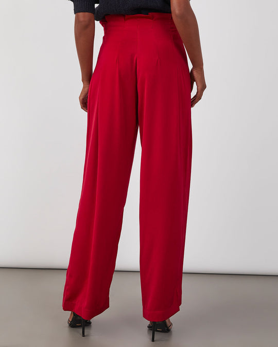 Red % Cassandra High Waisted Front Tie Pants-4
