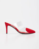 Red % Queen Of Hearts Suede Heeled Mule-6