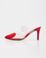 Red % Queen Of Hearts Suede Heeled Mule-3