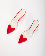 Red % Queen Of Hearts Suede Heeled Mule-4