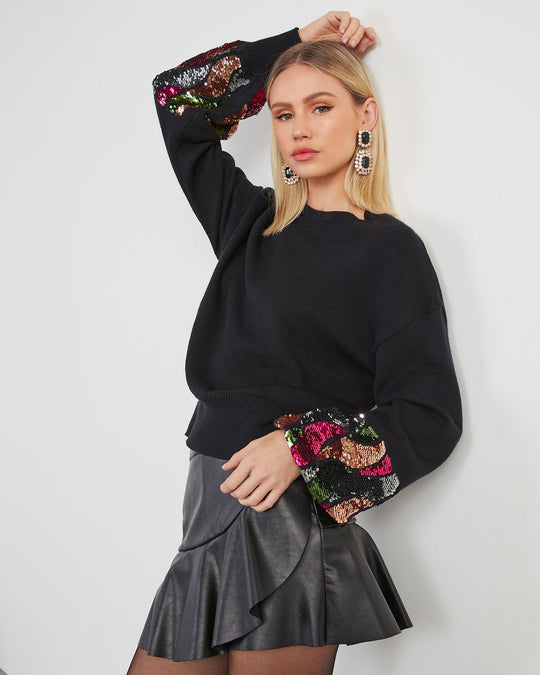 Easy Does It Sequin Cuff Sweater