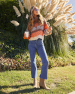 Orange Multi % Monet Knit Printed Turtleneck Pullover Sweater-2