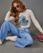 Detroit Lions Waffle Knit Long Sleeve Graphic Top