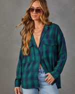 Petaluma Cotton Blend Plaid Button Down Top