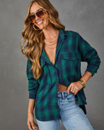 Petaluma Cotton Blend Plaid Button Down Top