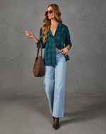 Petaluma Cotton Blend Plaid Button Down Top