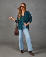 Petaluma Cotton Blend Plaid Button Down Top