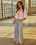 Andreina Rigid High Rise Wide Leg Drawstring Jeans