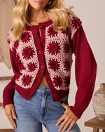 Low Skies Contrast Crochet Cardigan