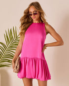 Fuchsia % Heatwave Bubble Hem Mini Dress-1