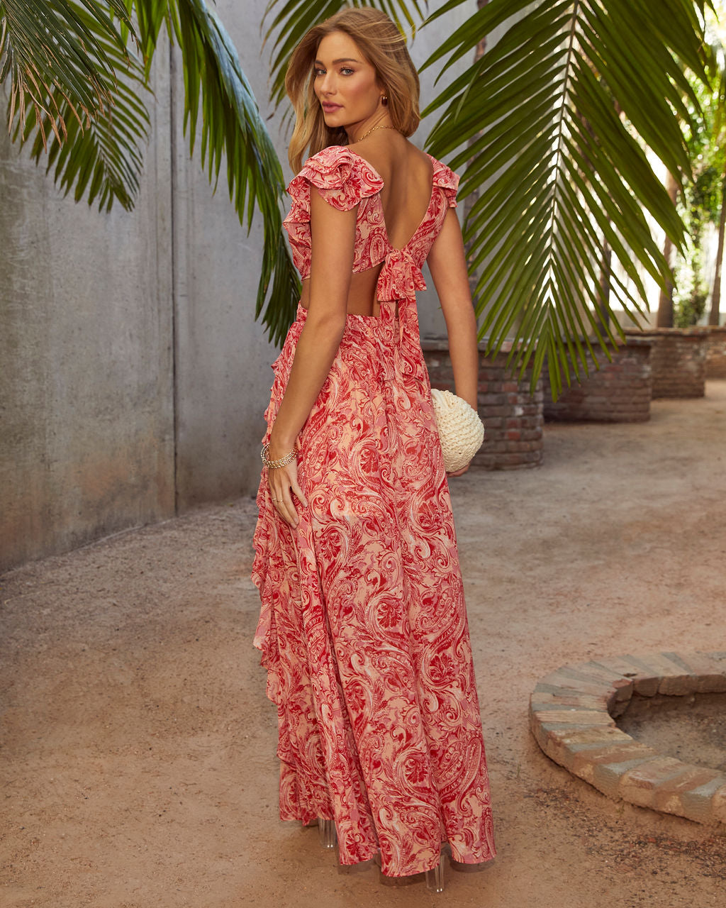 ruffle cutout maxi dress Soleil Cutout Ruffle Maxi Dress in Green