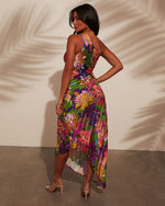 Floral Multi % Orange Floral % Modern Day Glam Printed One Shoulder Asymmetrical Maxi Dress-4