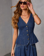 Easy Classic Denim Peplum Top