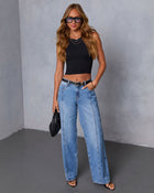 Mellorie Rigid Pintuck Straight Leg Jeans
