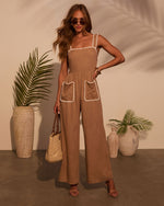 Bungalow Contrast Linen Jumpsuit